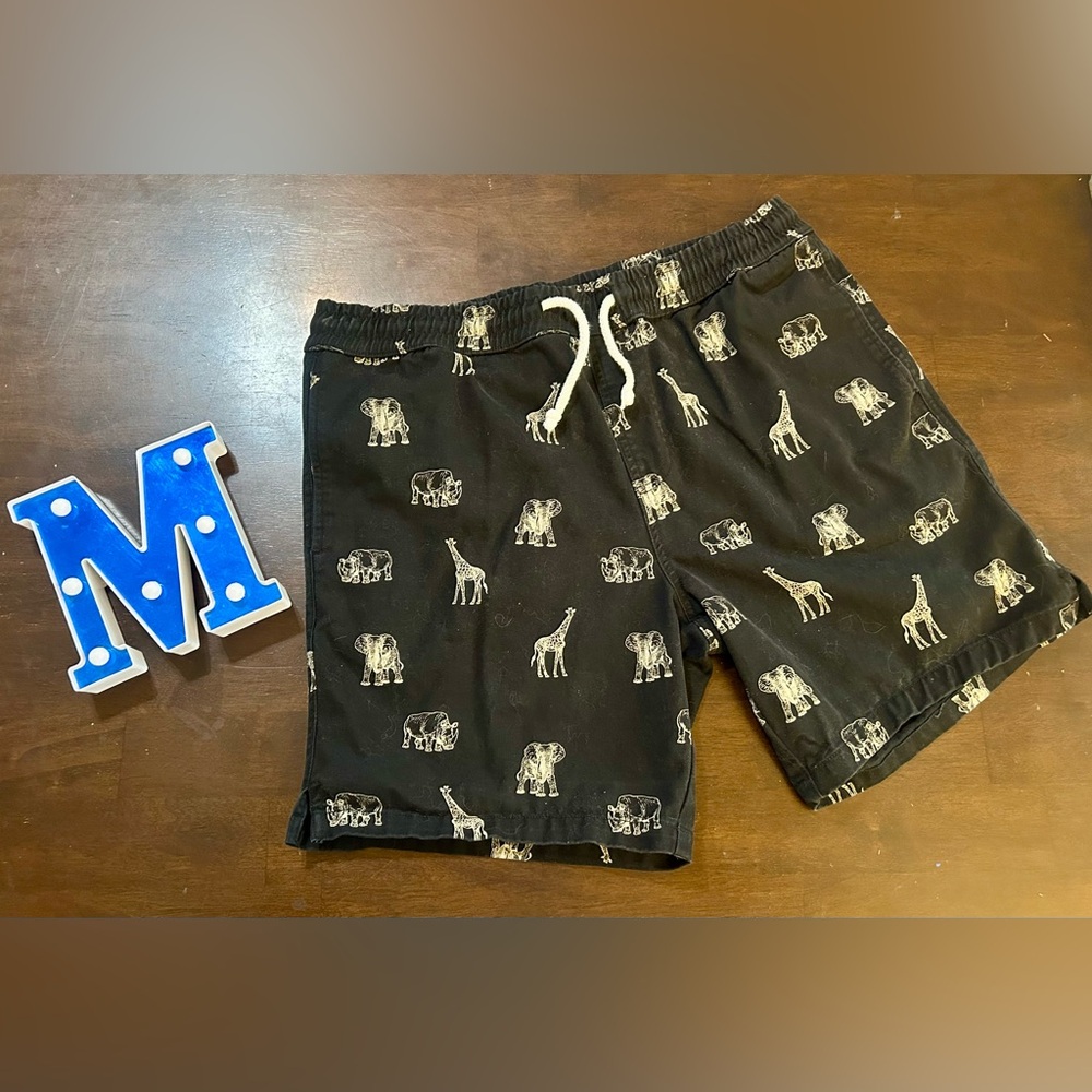 Forever 21 Black Athletic Shorts with Animal Safari Print, Men's L - Picture 1 of 6